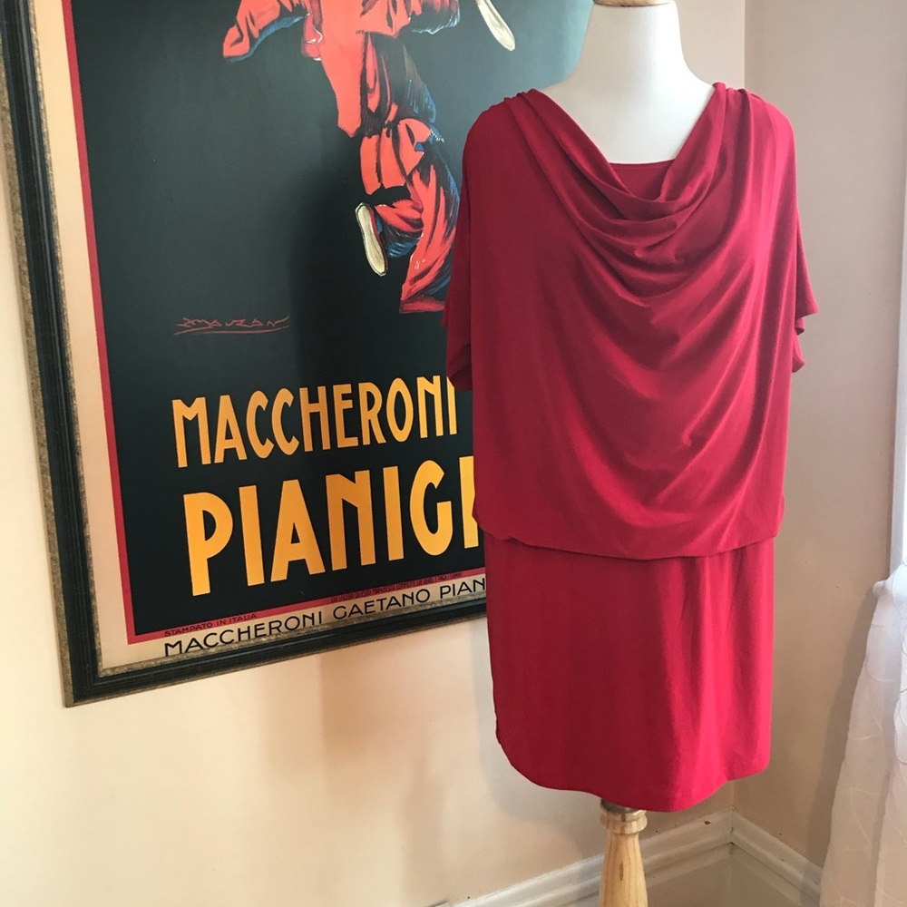 RONNI NICOLE:Stunning Red Draped Collar Dress